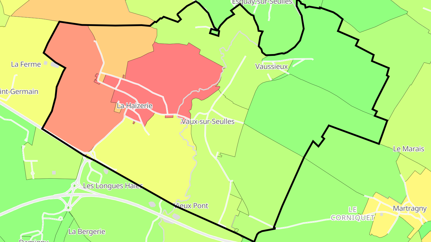 Carte des prix de l'immobilier Vaux-sur-Seulles