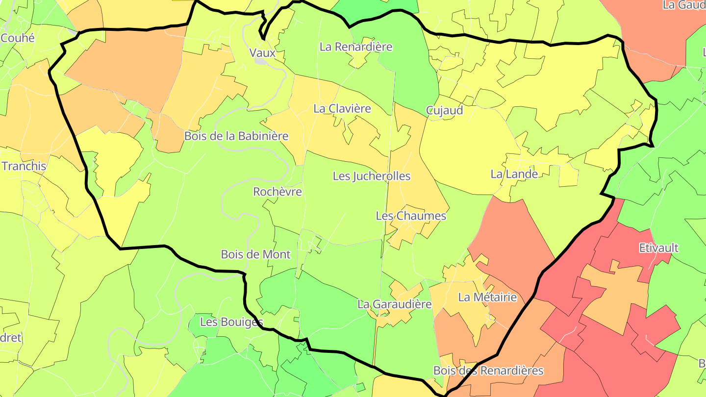 Carte des prix de l'immobilier Vaux