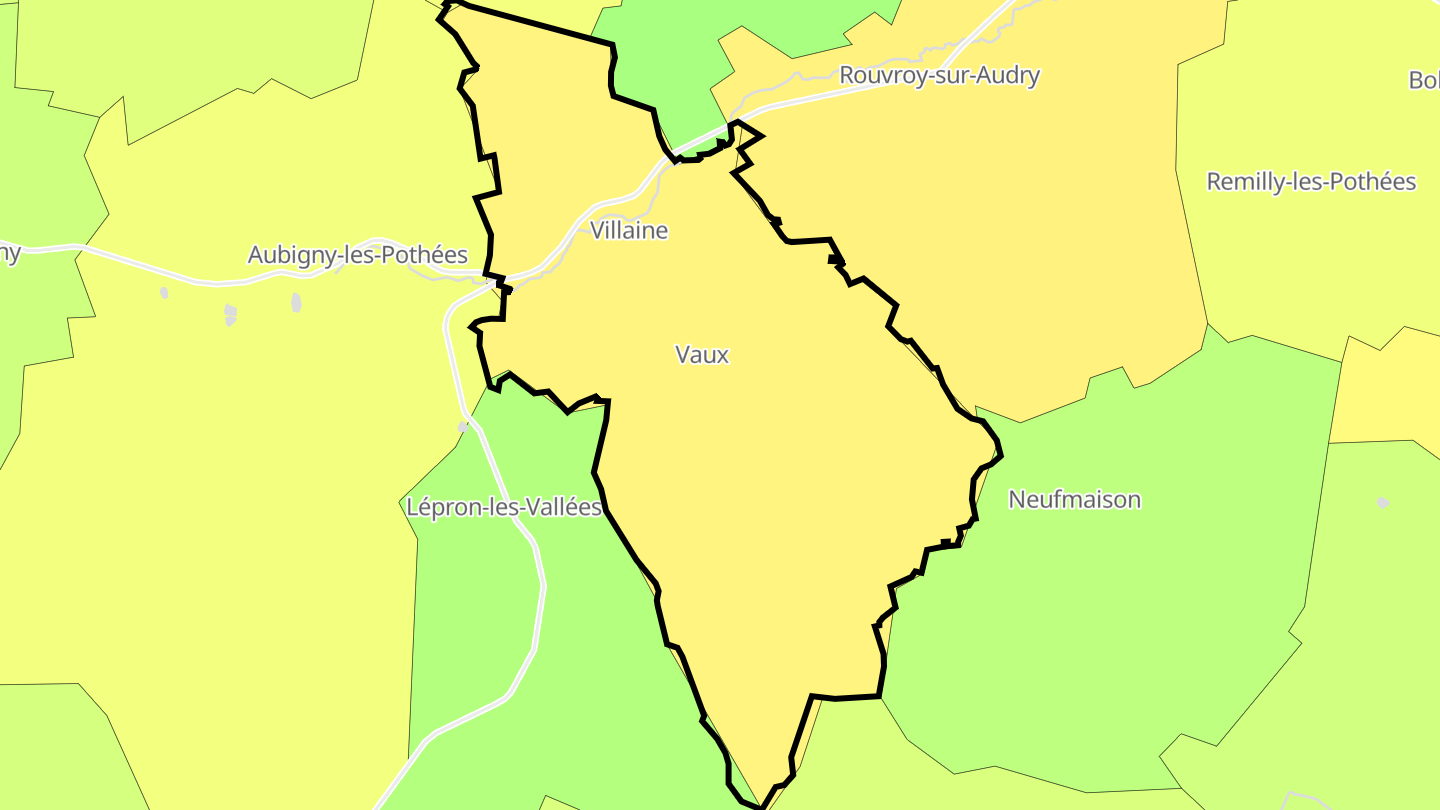 Carte des prix de l'immobilier Vaux-Villaine