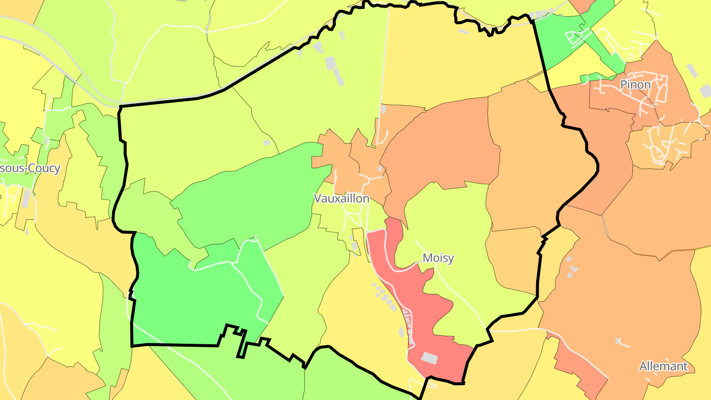 Carte des prix de l'immobilier Vauxaillon