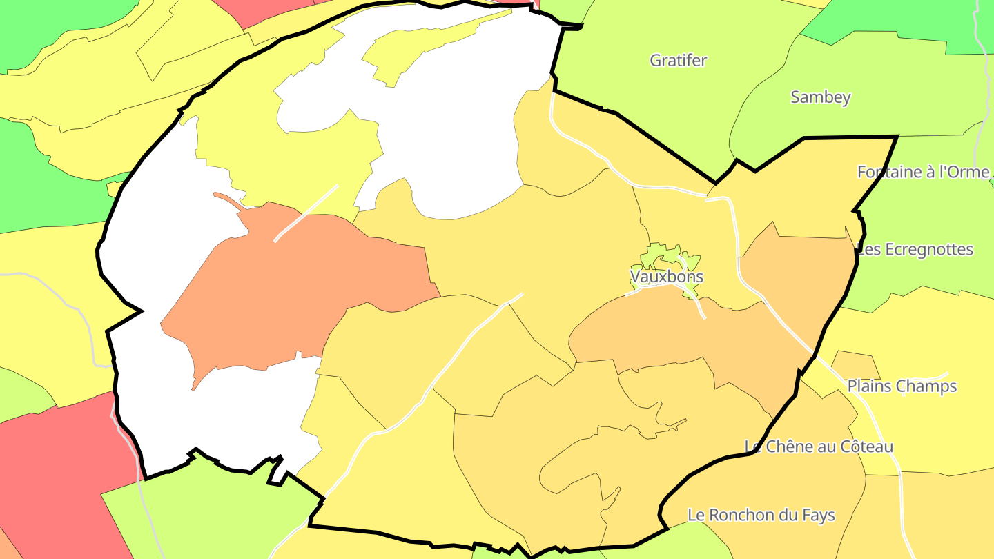 Carte des prix de l'immobilier Vauxbons