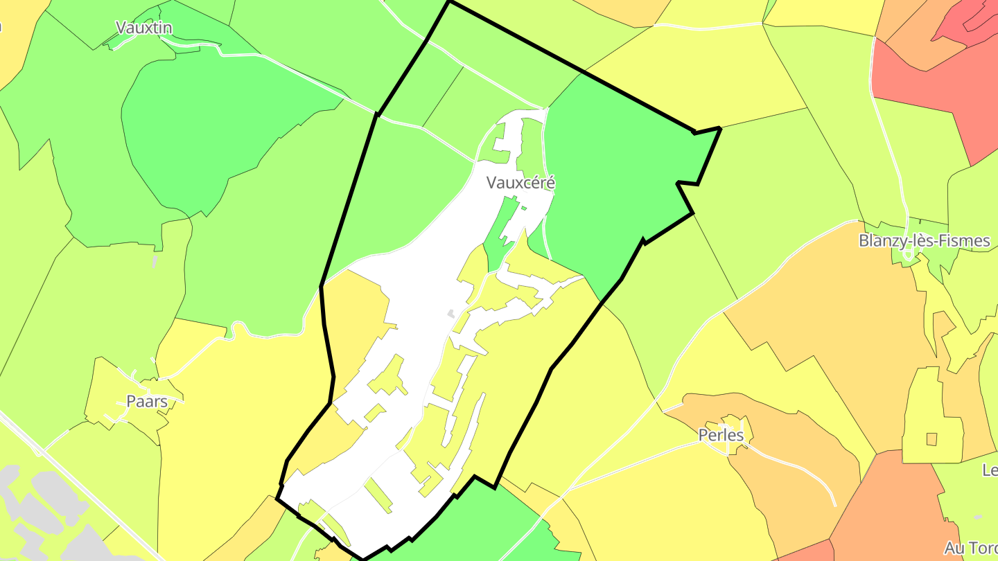 Carte des prix de l'immobilier Vauxcéré