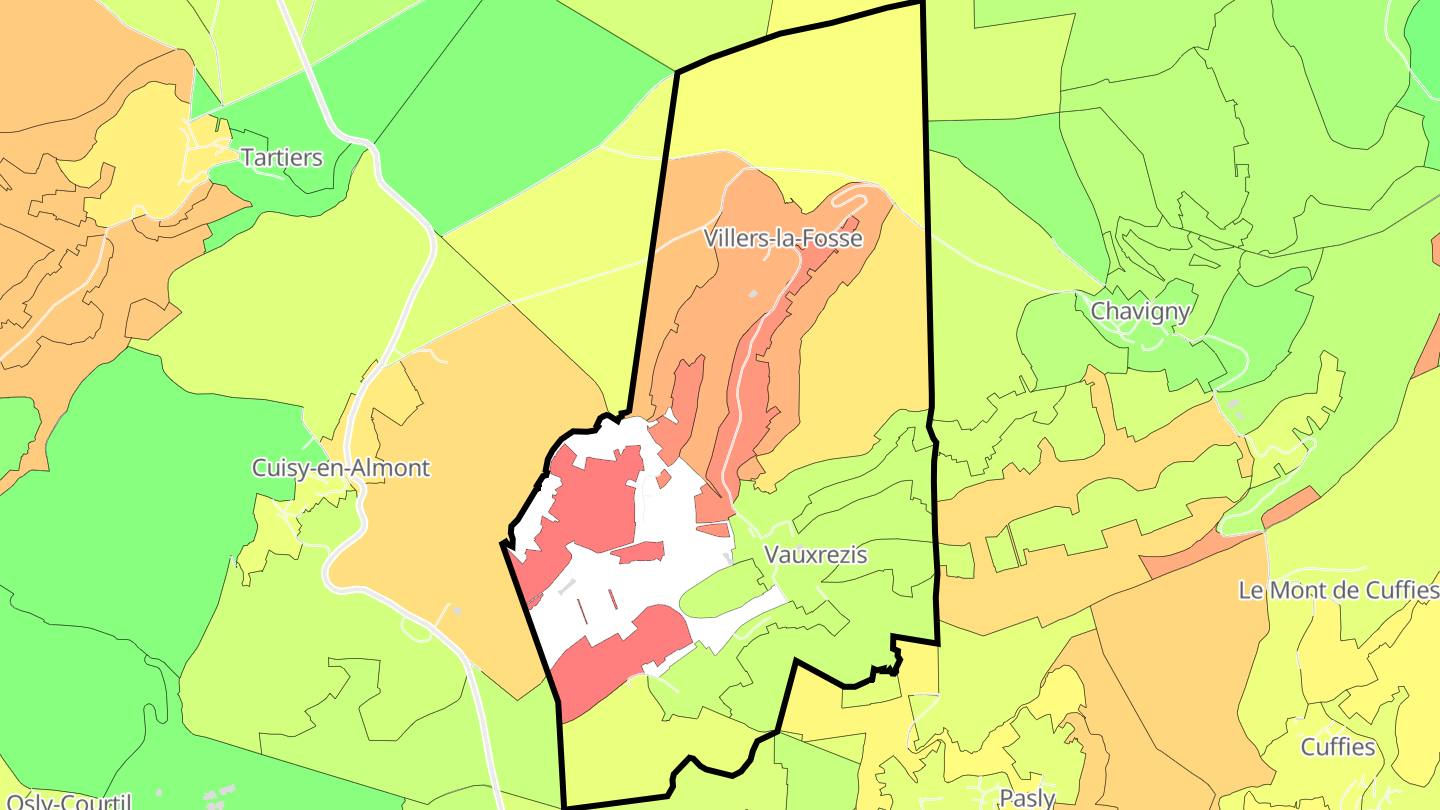 Carte des prix de l'immobilier Vauxrezis