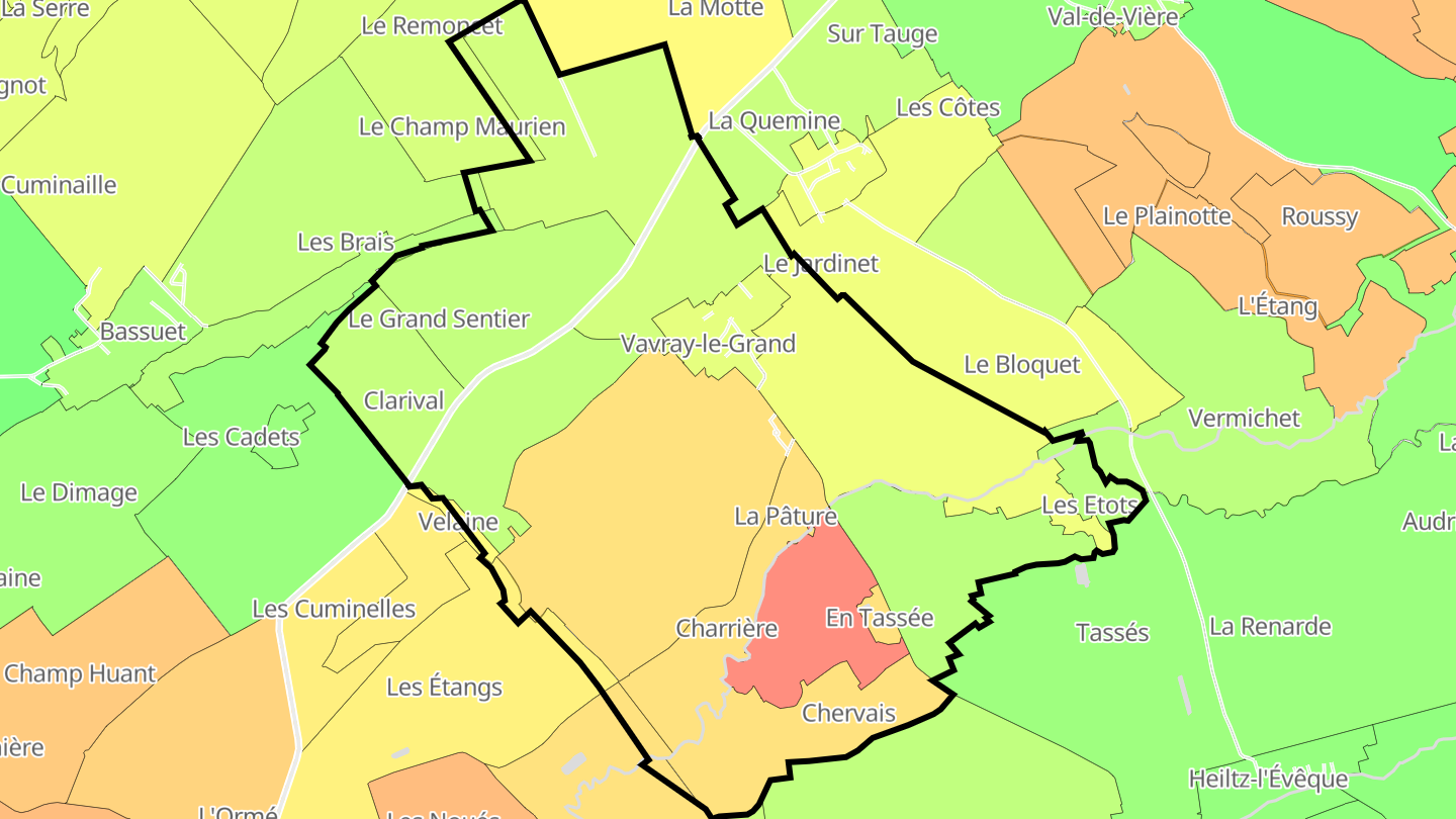Carte des prix de l'immobilier Vavray-le-Grand