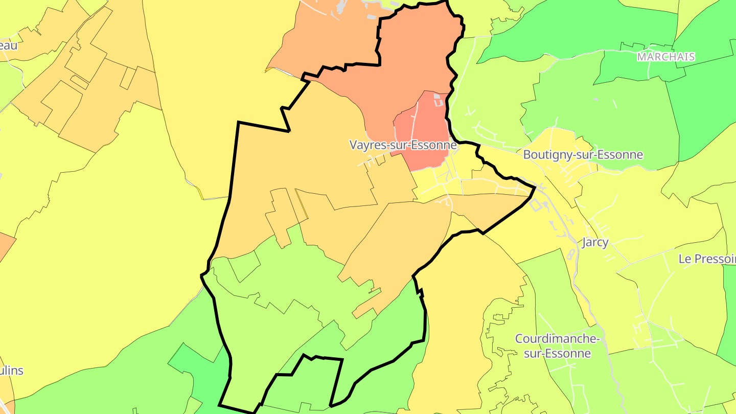 Carte des prix de l'immobilier Vayres-sur-Essonne