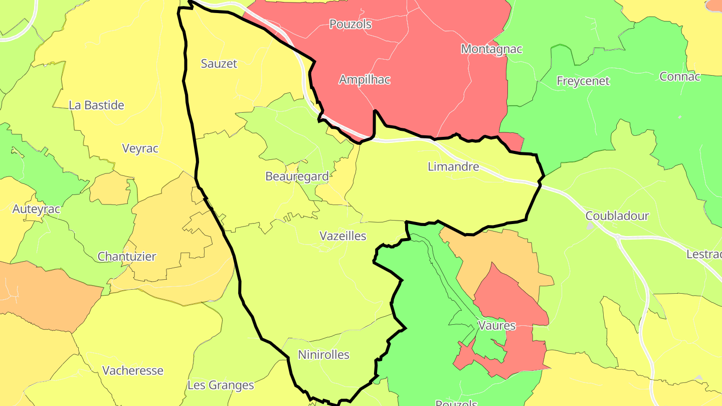 Carte des prix de l'immobilier Vazeilles-Limandre