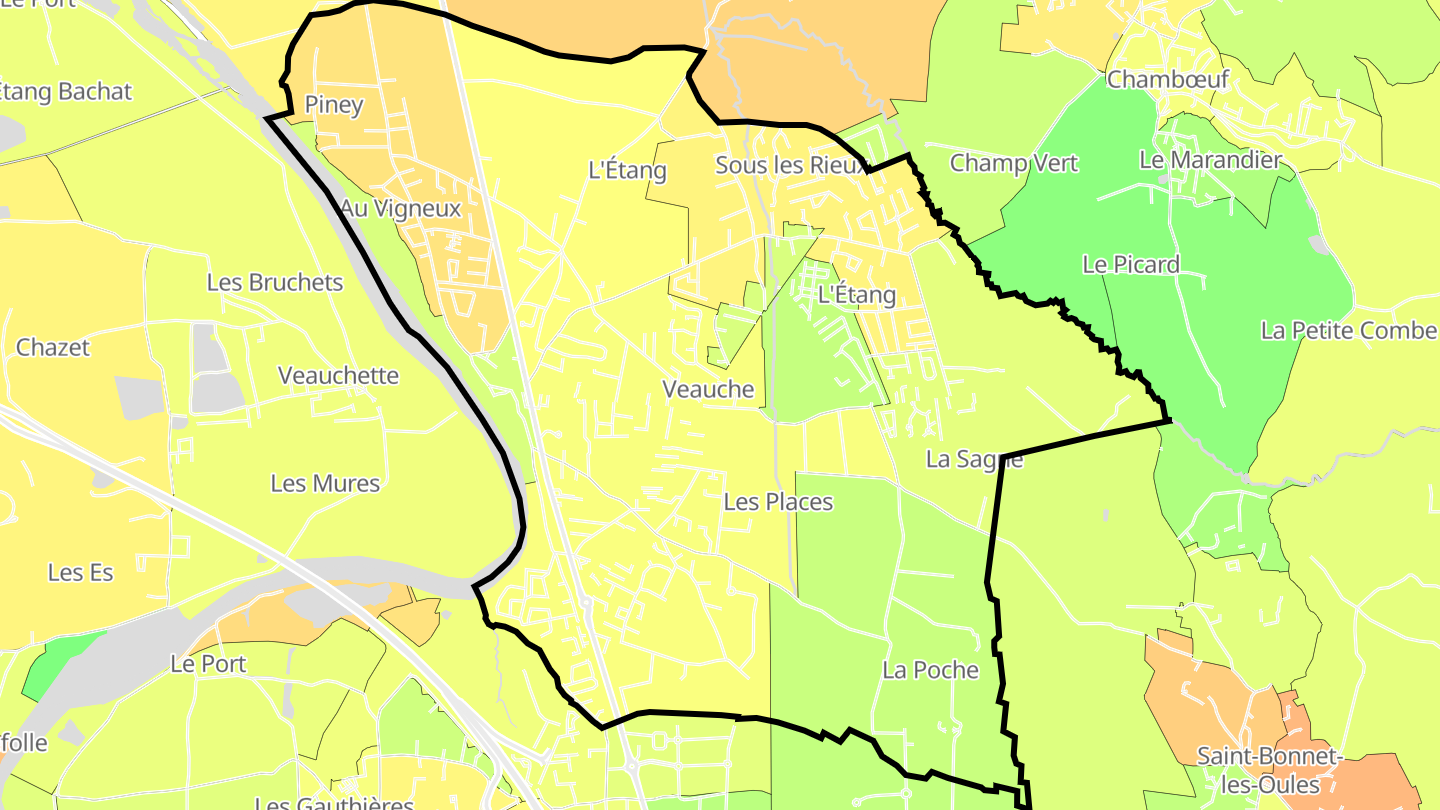 Carte des prix de l'immobilier Veauche