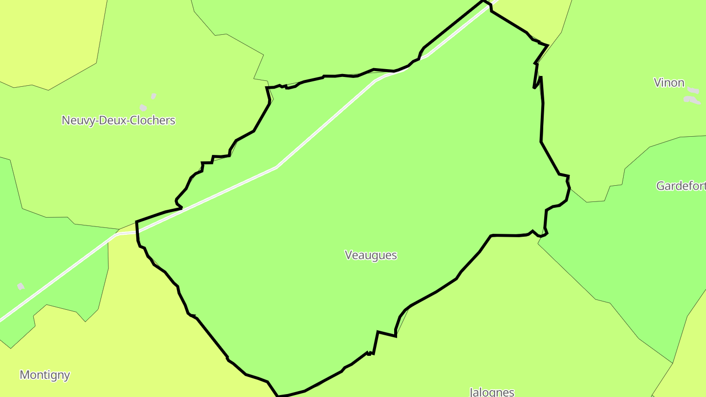 Carte des prix de l'immobilier Veaugues