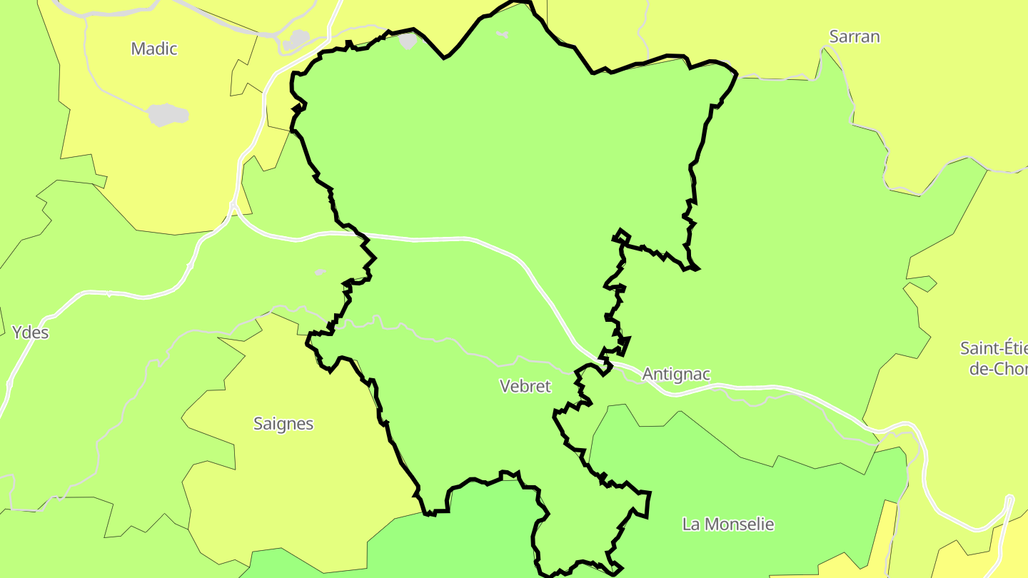 Carte des prix de l'immobilier Vebret