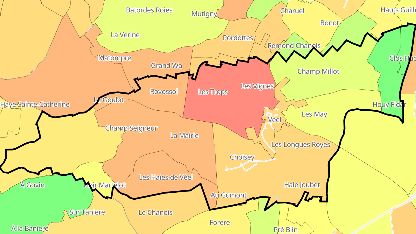 Carte des prix de l'immobilier Véel