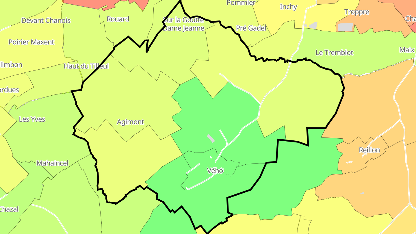Carte des prix de l'immobilier Vého