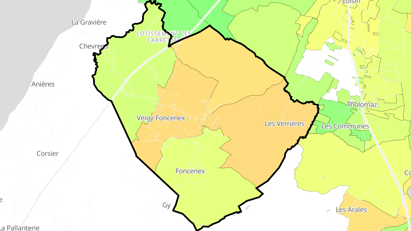 Carte des prix de l'immobilier Veigy-Foncenex