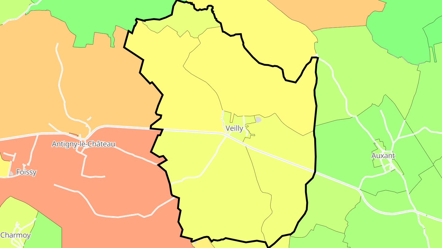 Carte des prix de l'immobilier Veilly