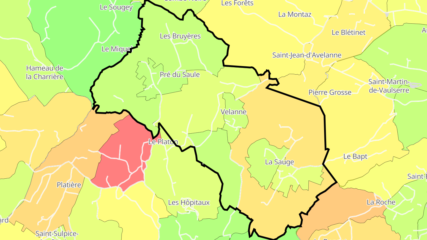 Carte des prix de l'immobilier Velanne