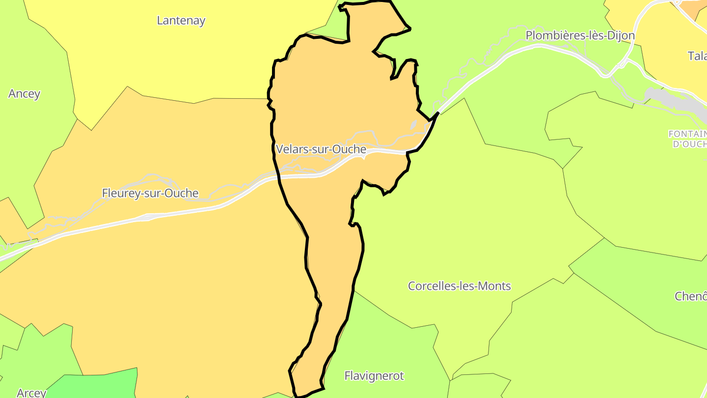 Carte des prix de l'immobilier Velars-sur-Ouche