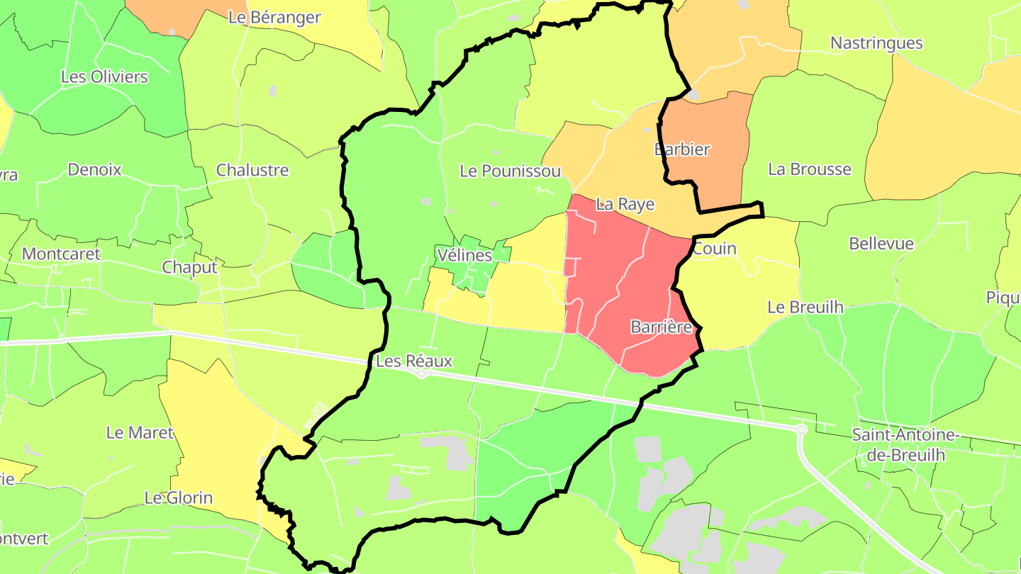 Carte des prix de l'immobilier Vélines