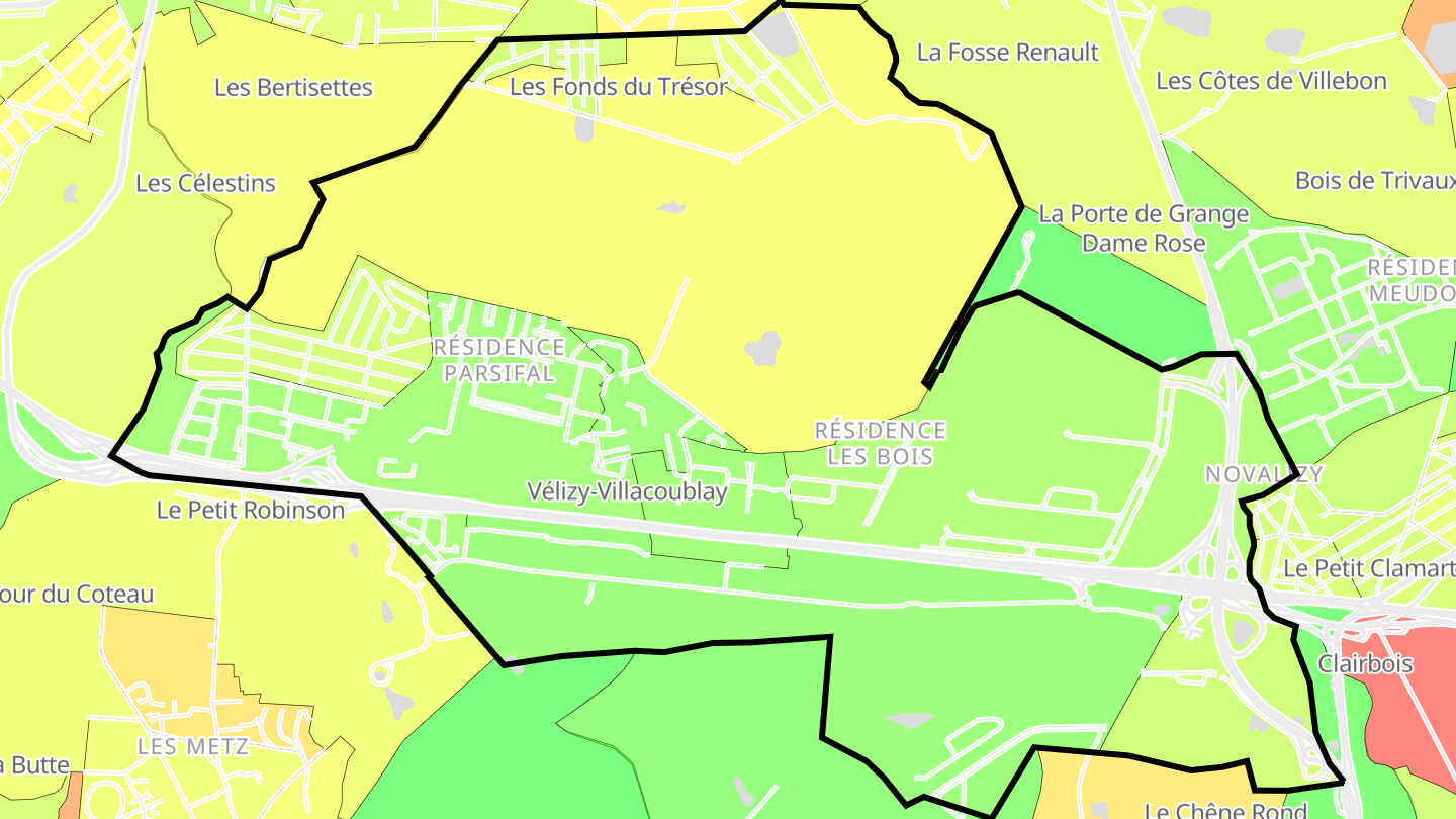 Carte des prix de l'immobilier Vélizy-Villacoublay