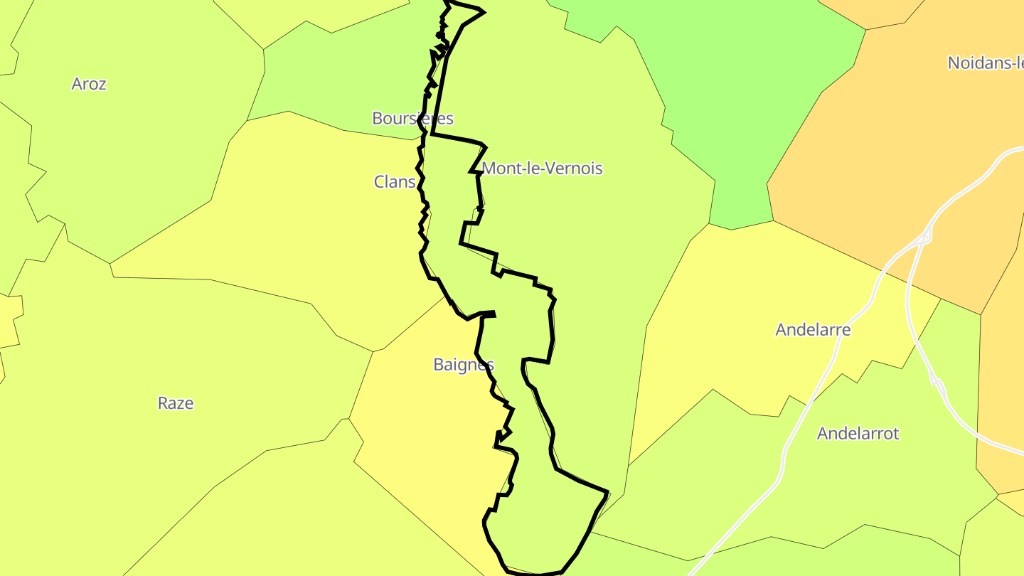 Carte des prix de l'immobilier Velle-le-Châtel