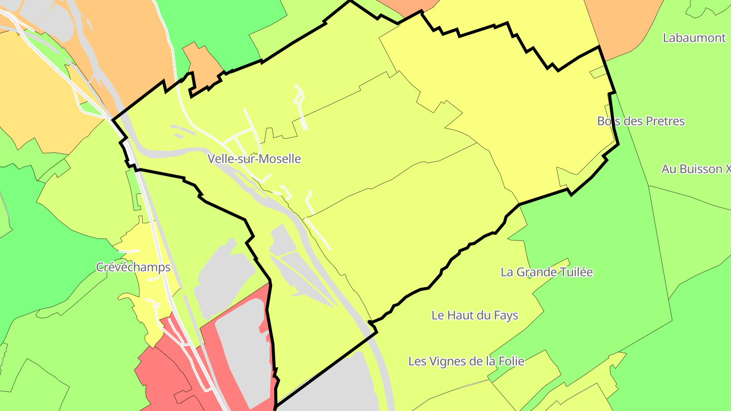 Carte des prix de l'immobilier Velle-sur-Moselle