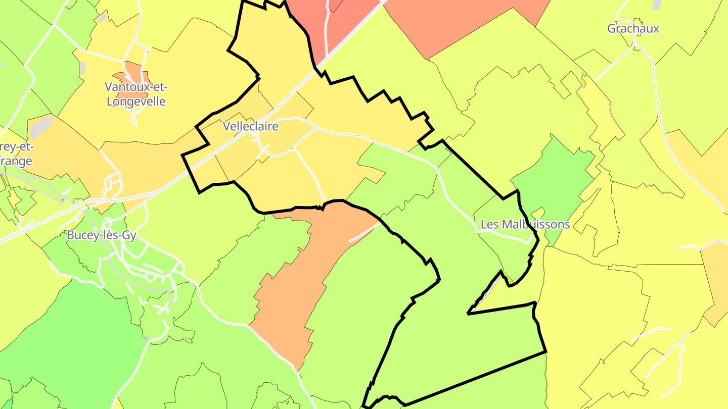Carte des prix de l'immobilier Velleclaire