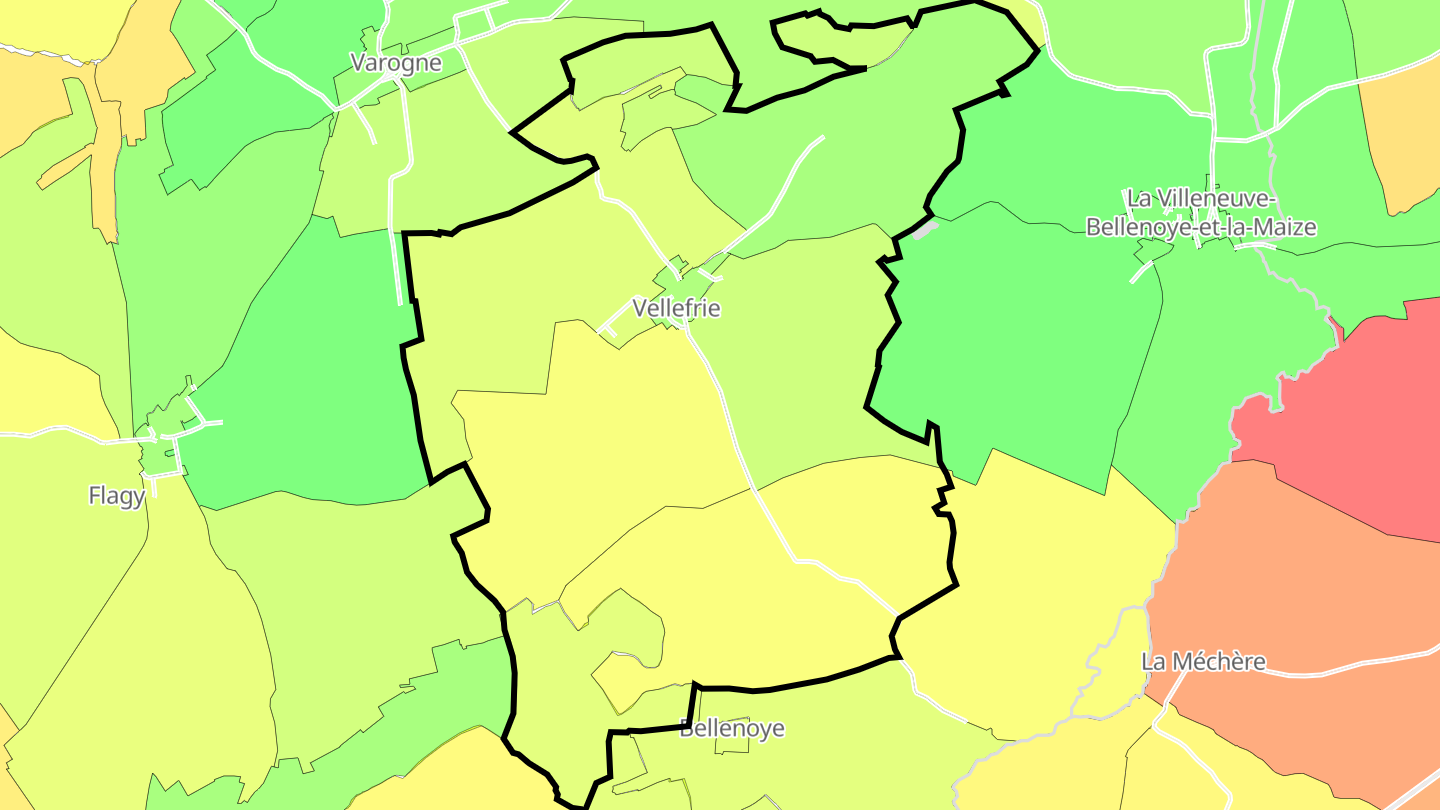 Carte des prix de l'immobilier Vellefrie