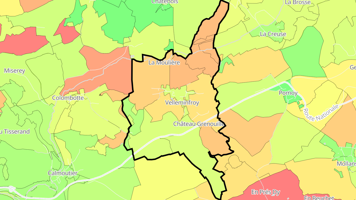 Carte des prix de l'immobilier Velleminfroy