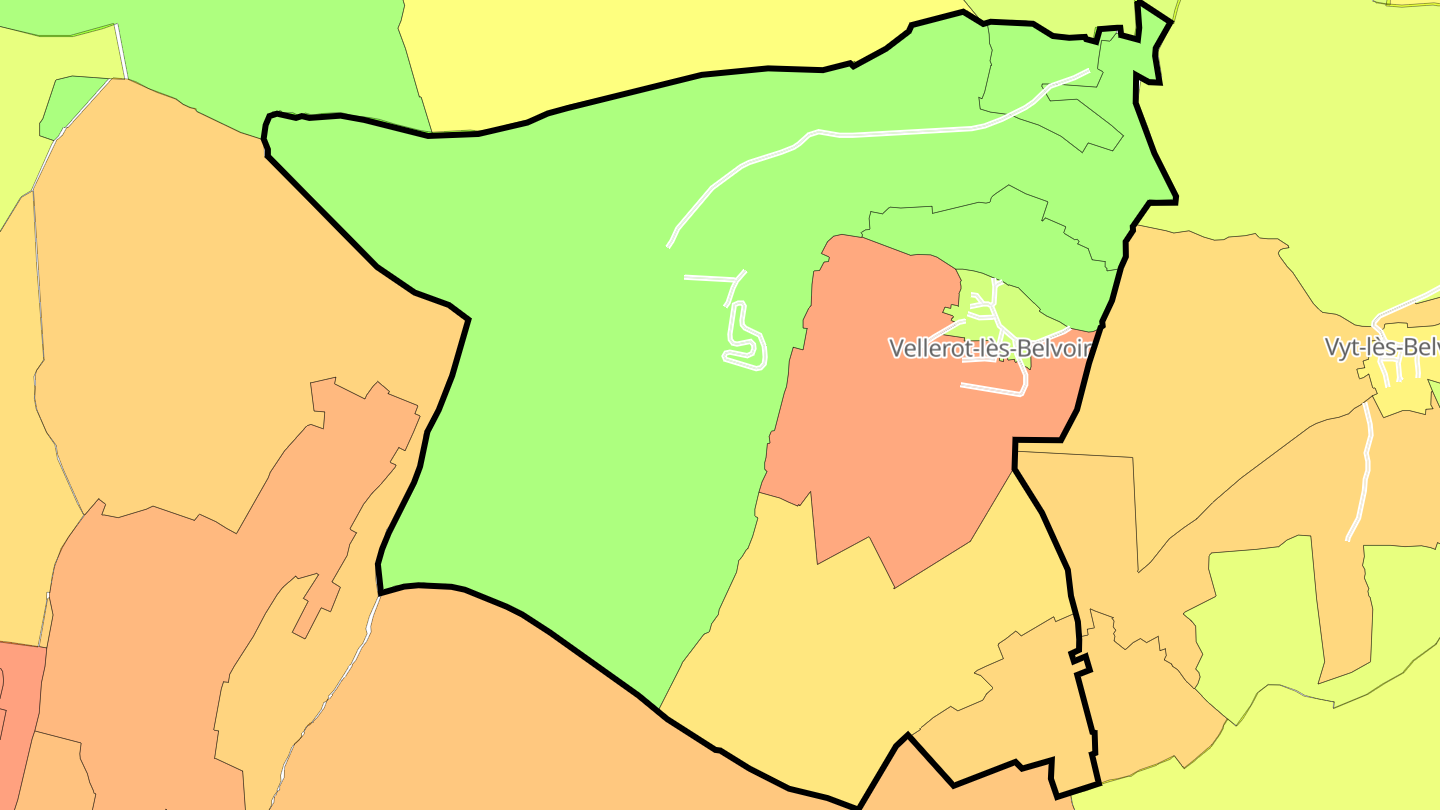 Carte des prix de l'immobilier Vellerot-lès-Belvoir
