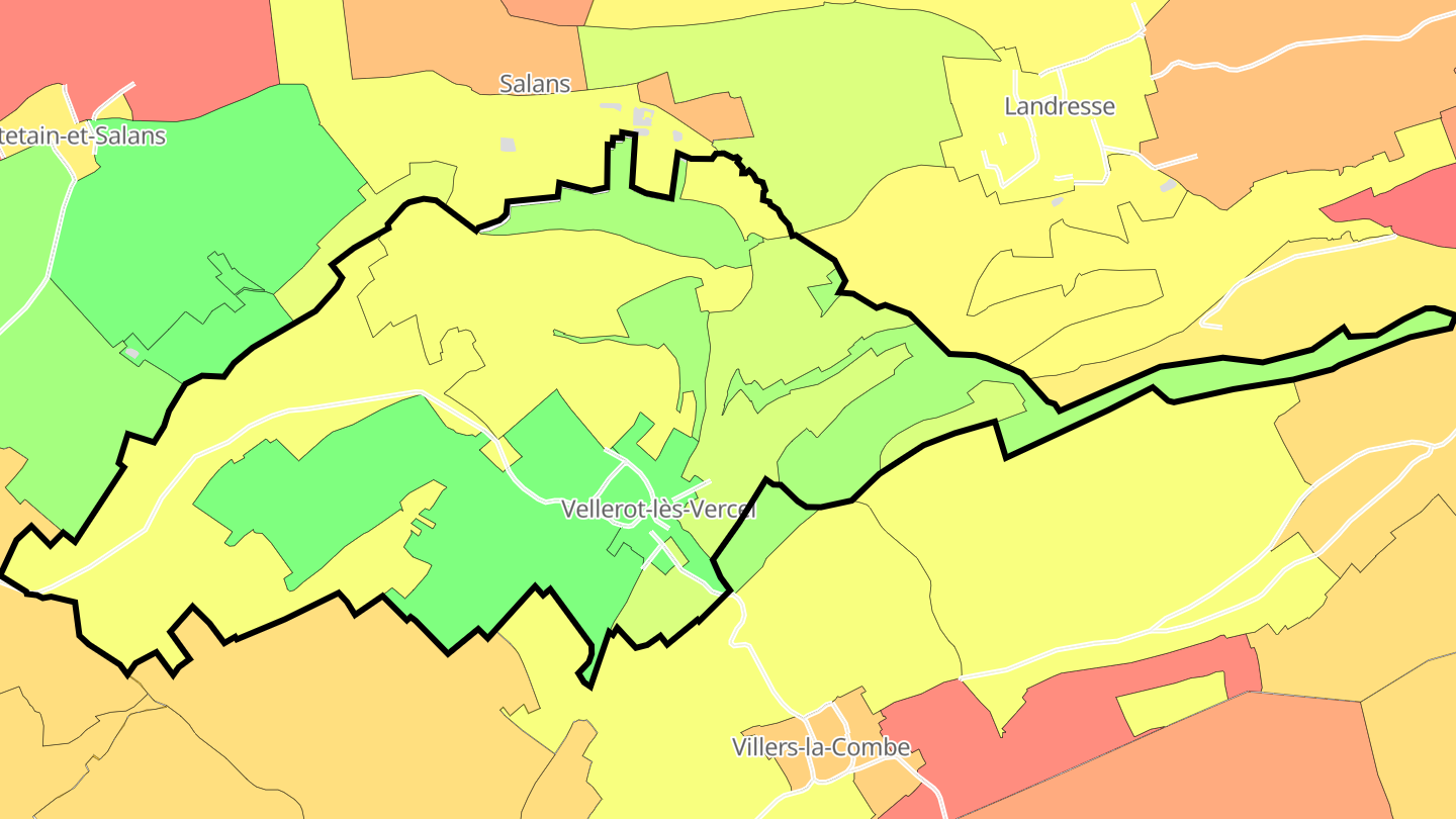 Carte des prix de l'immobilier Vellerot-lès-Vercel
