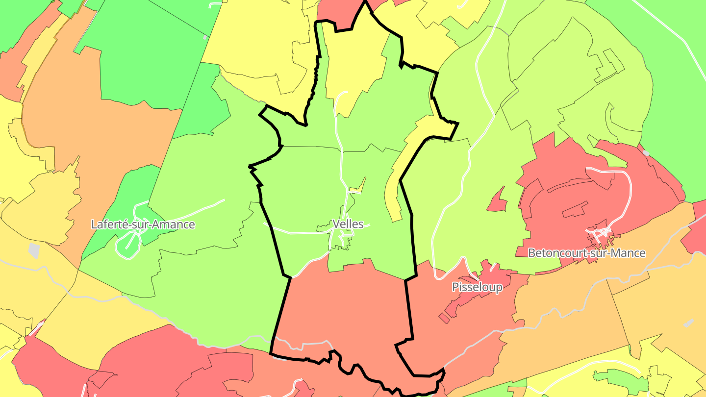 Carte des prix de l'immobilier Velles