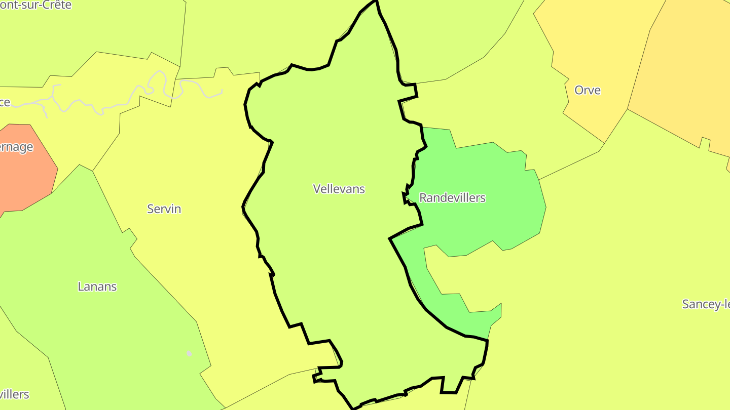 Carte des prix de l'immobilier Vellevans