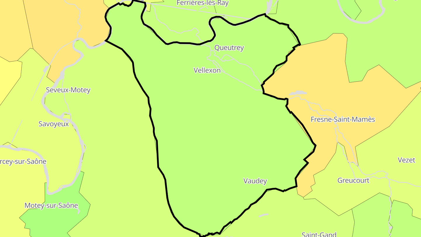 Carte des prix de l'immobilier Vellexon-Queutrey-et-Vaudey
