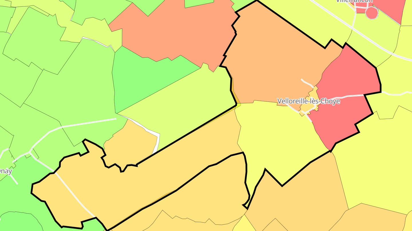 Carte des prix de l'immobilier Velloreille-lès-Choye
