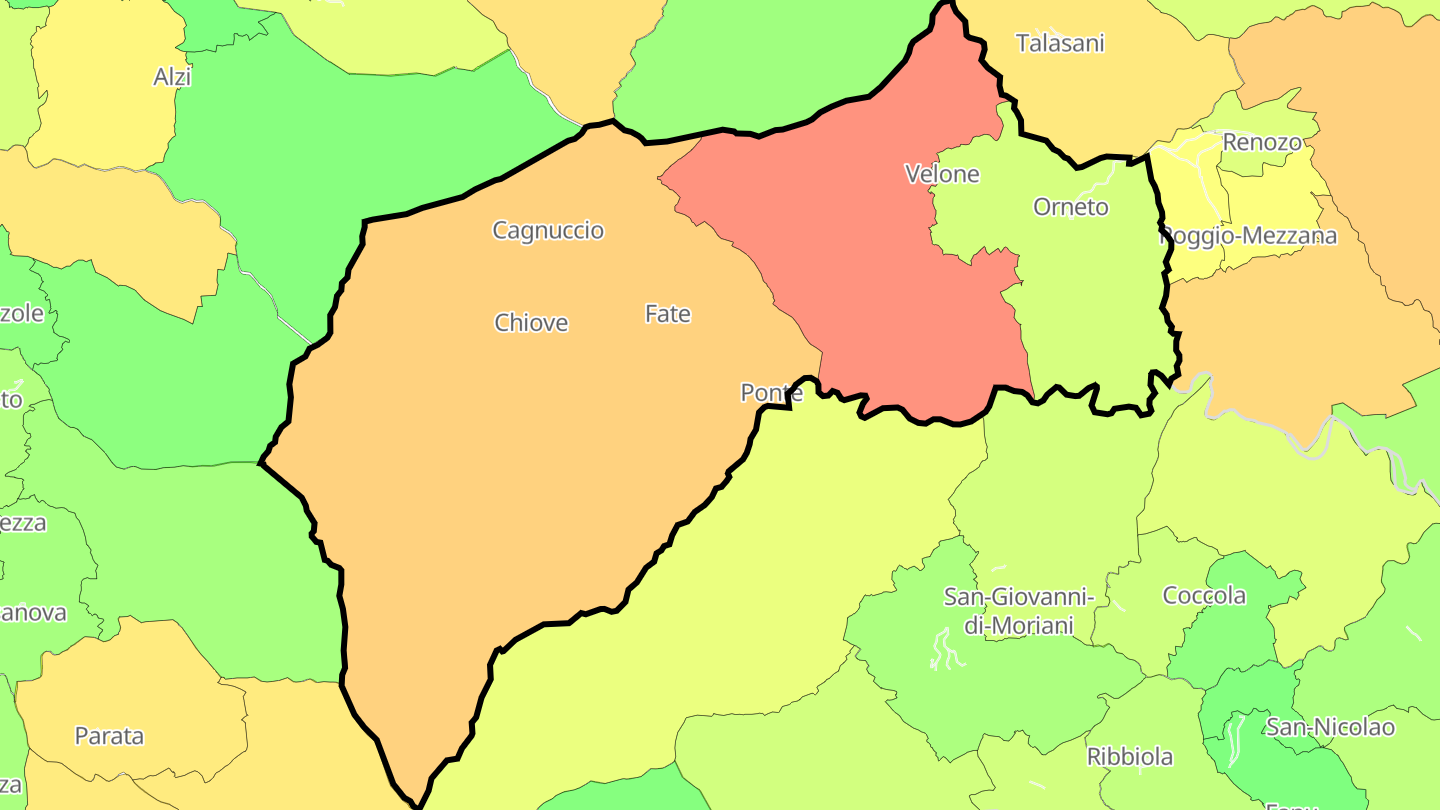 Carte des prix de l'immobilier Velone-Orneto