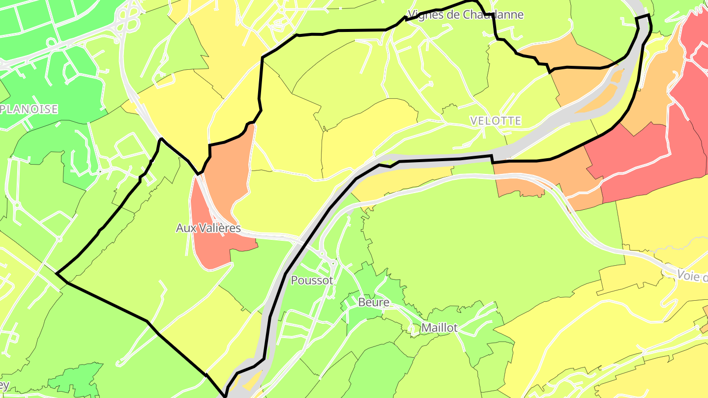 Carte des prix de l'immobilier Velotte