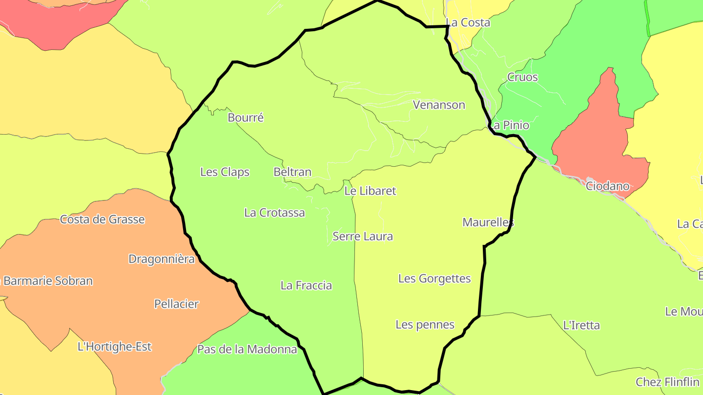Carte des prix de l'immobilier Venanson