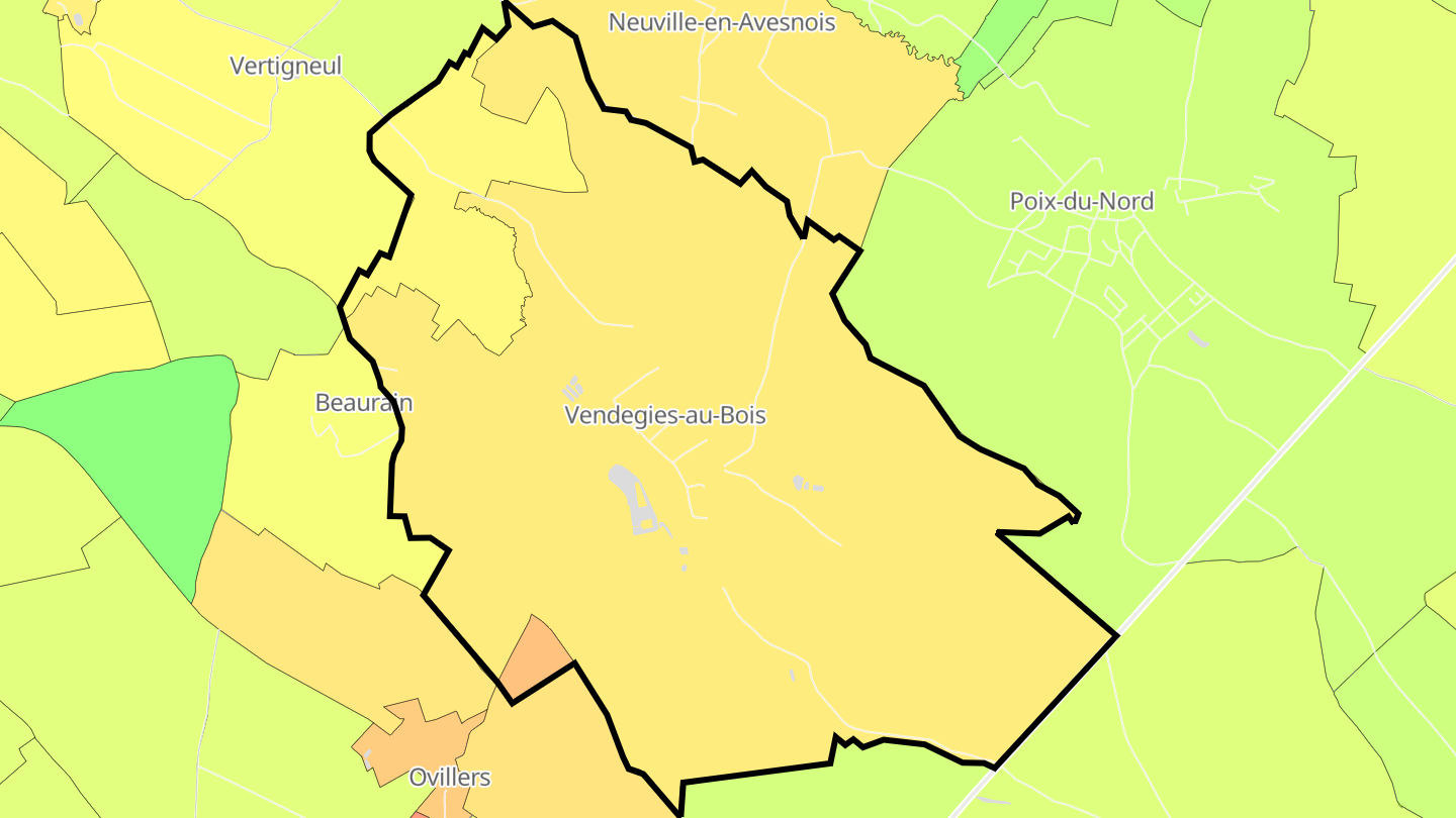 Carte des prix de l'immobilier Vendegies-au-Bois