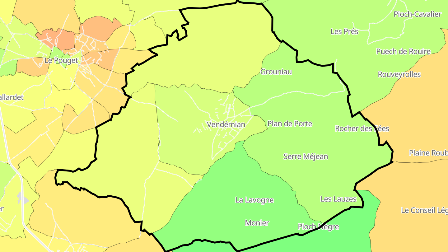 Carte des prix de l'immobilier Vendémian