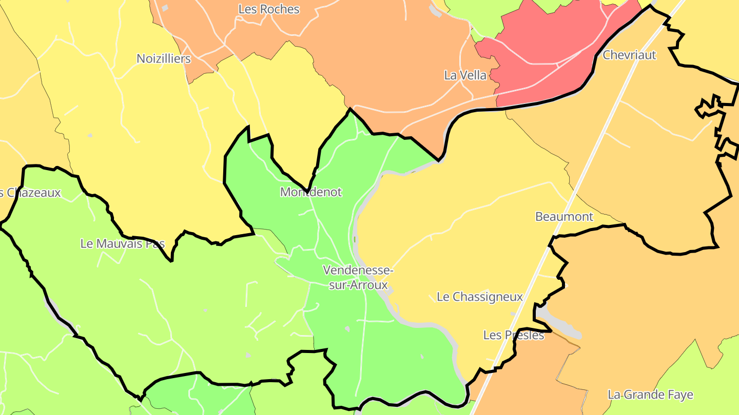 Carte des prix de l'immobilier Vendenesse-sur-Arroux
