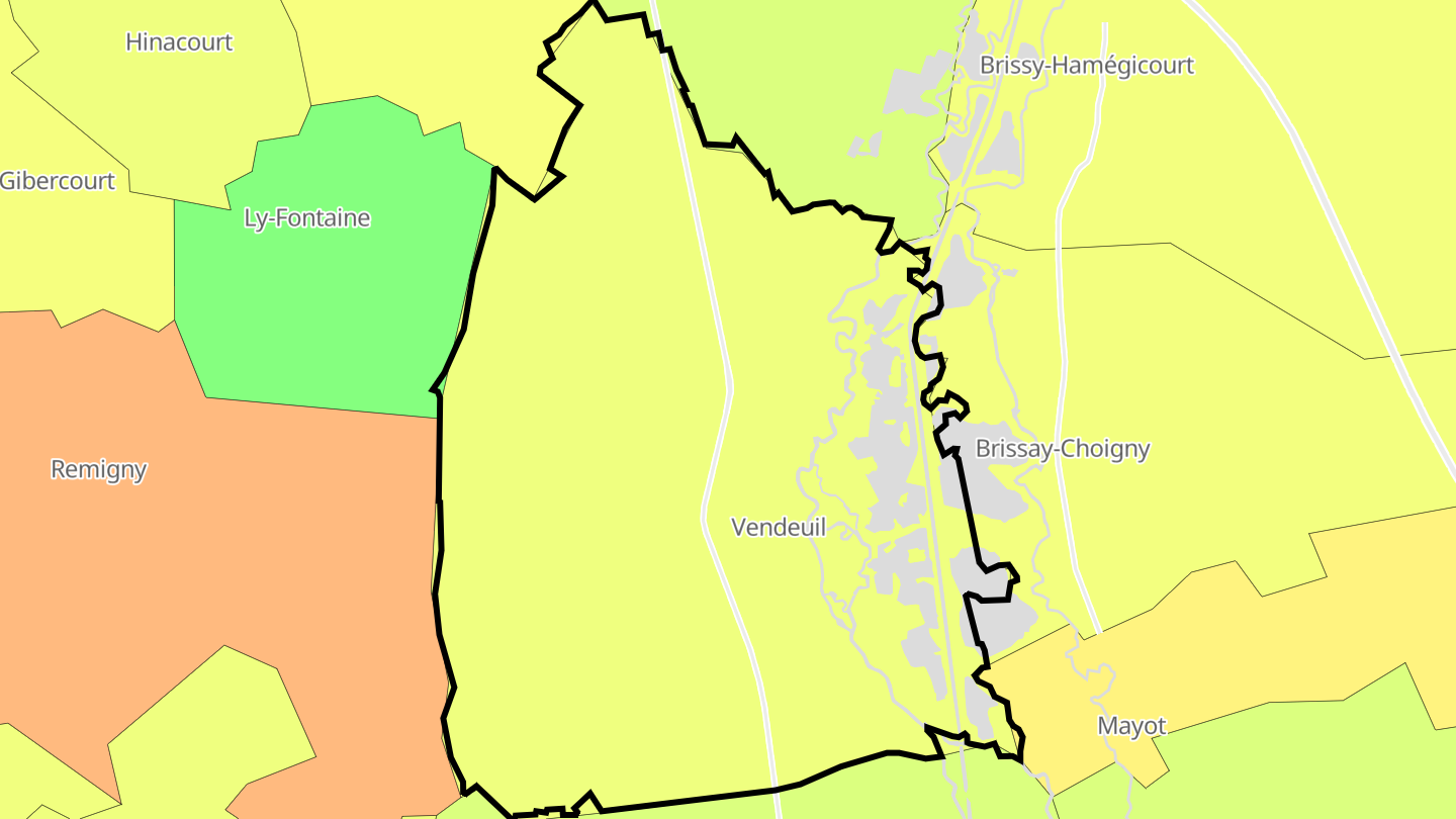 Carte des prix de l'immobilier Vendeuil