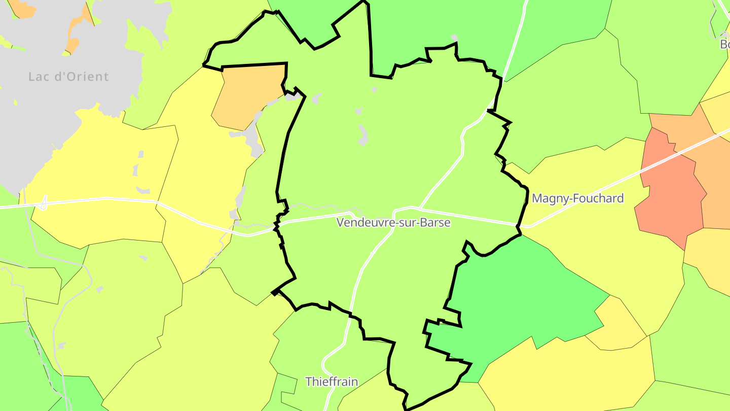 Carte des prix de l'immobilier Vendeuvre-sur-Barse
