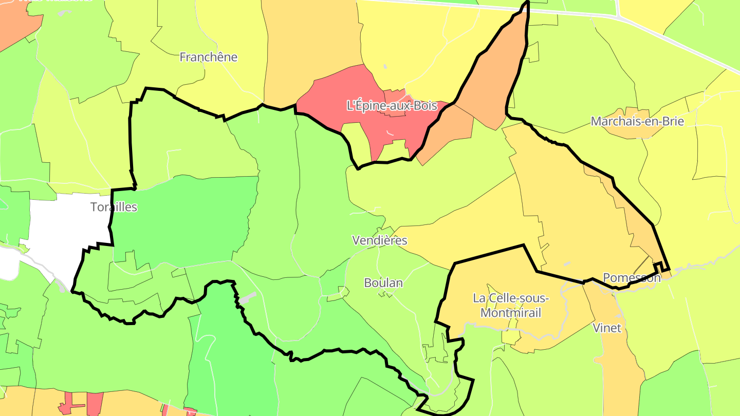 Carte des prix de l'immobilier Vendières
