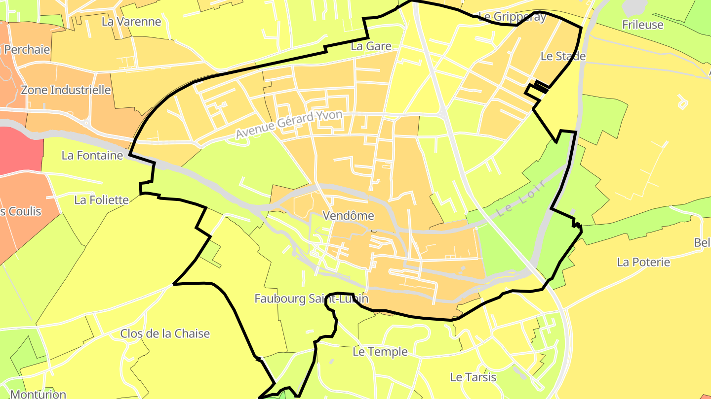 Carte des prix de l'immobilier Vendôme-Quartiers Centre