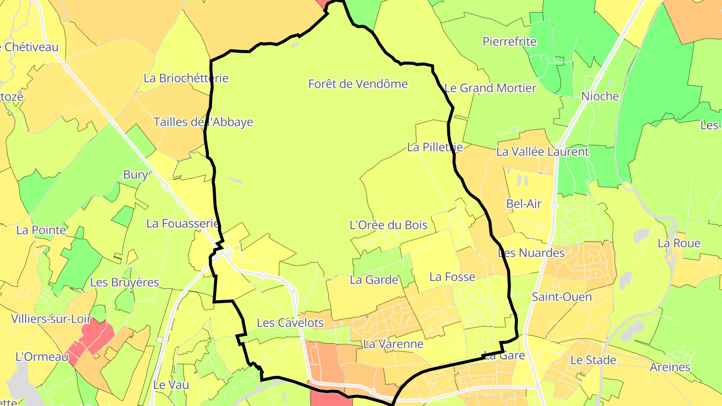 Carte des prix de l'immobilier Vendôme-Quartiers Nord