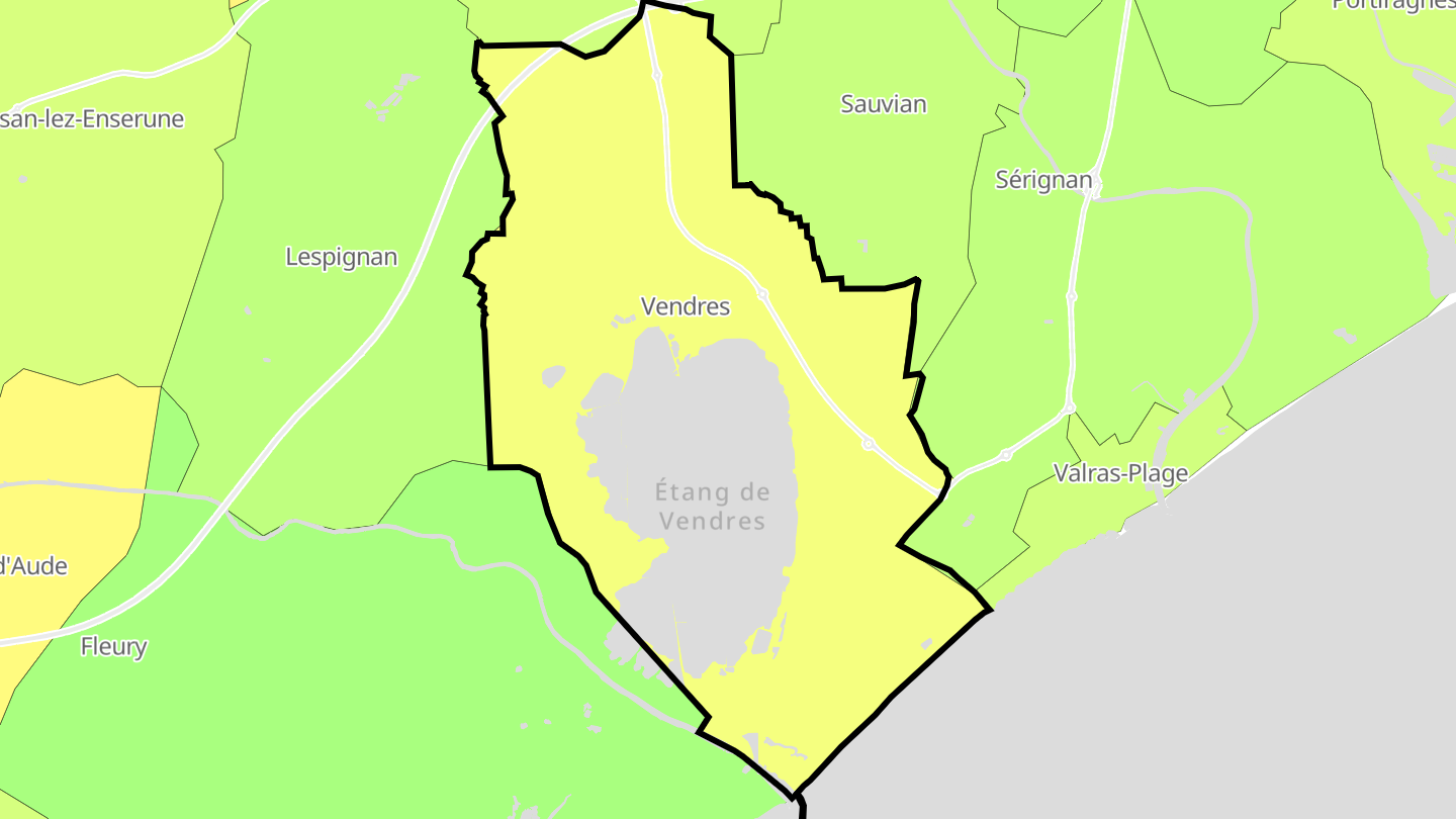 Carte des prix de l'immobilier Vendres