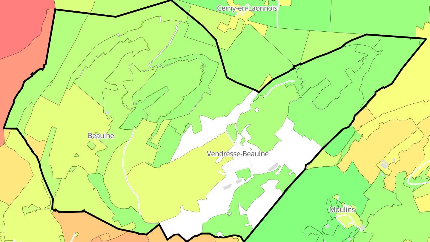 Carte des prix de l'immobilier Vendresse-Beaulne