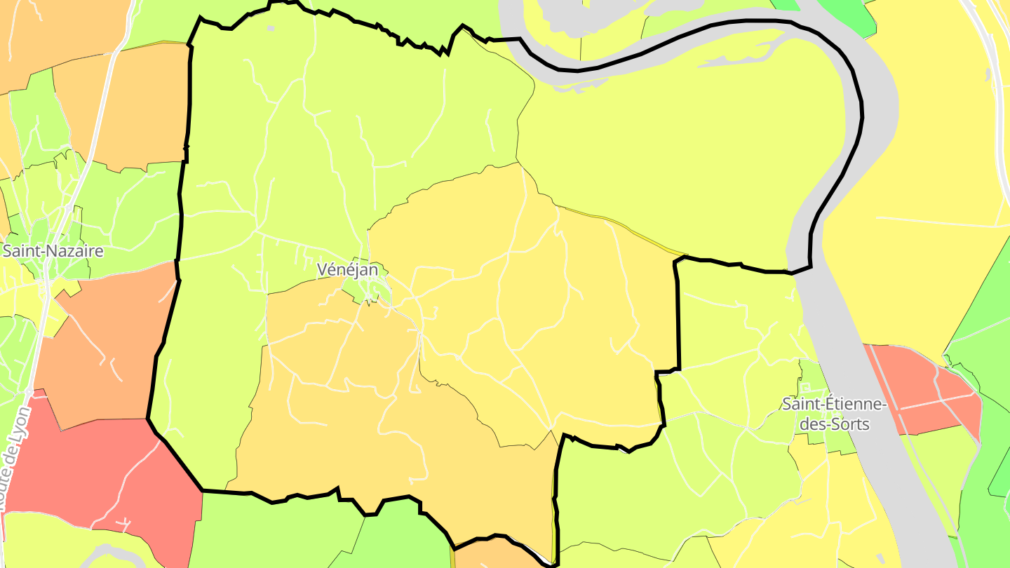 Carte des prix de l'immobilier Vénéjan