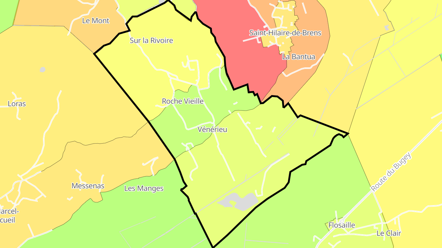Carte des prix de l'immobilier Vénérieu