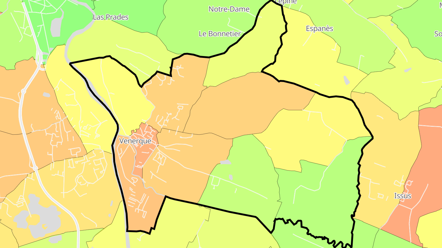 Carte des prix de l'immobilier Venerque