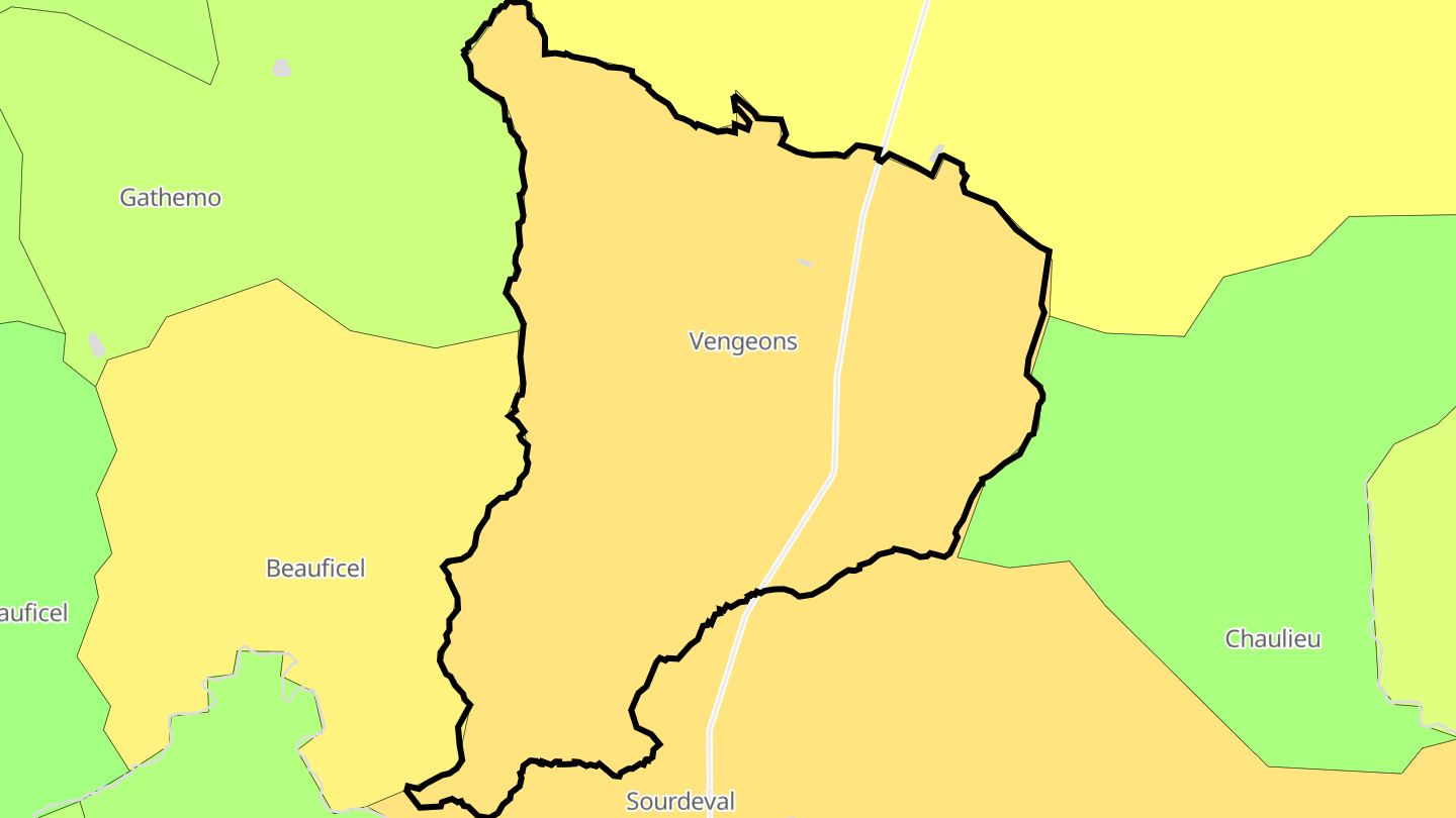 Carte des prix de l'immobilier Vengeons