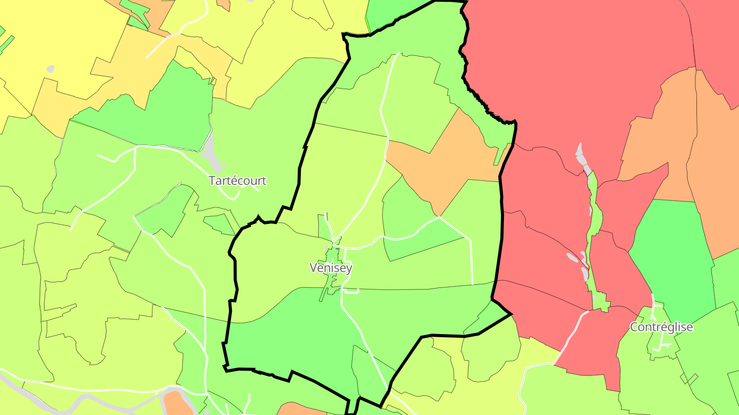 Carte des prix de l'immobilier Venisey